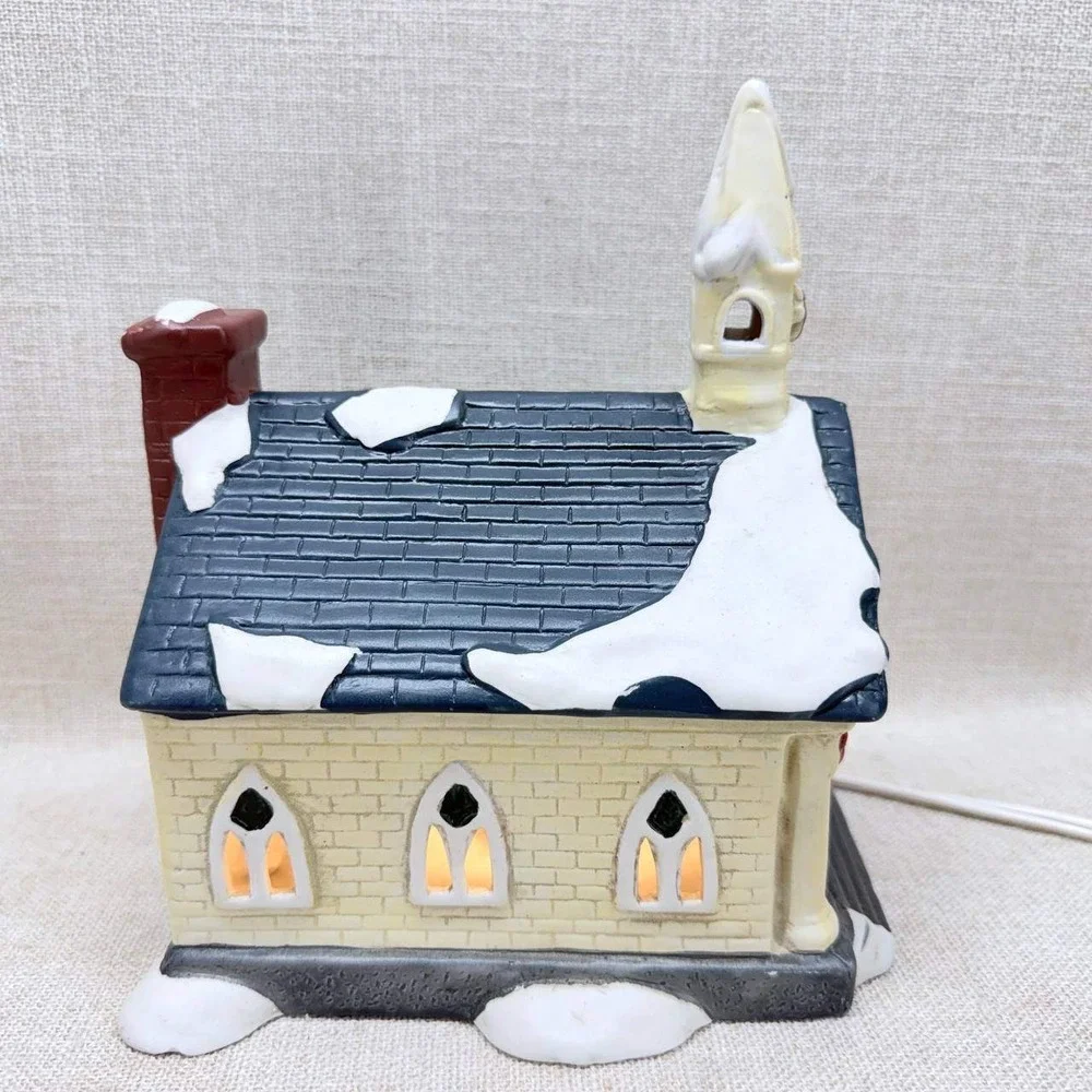 Vintage World Church Town House Lighted Christmas Village Building 36621